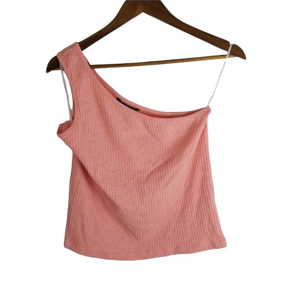 🐧Shein Pink One Shoulder Ribed Stretchy Top Size M